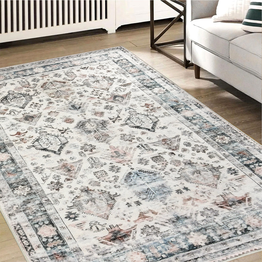 Marlow Floor Rug Vintage Short Pile Washable Carpet Soft Plush Non Slip 80X120-1954802389546569735