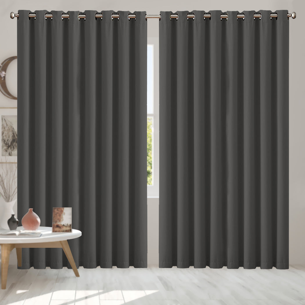 2x Blockout Curtains Panels 3 Layers Charcoal CD1003-300X230-GY-1919892932689793030