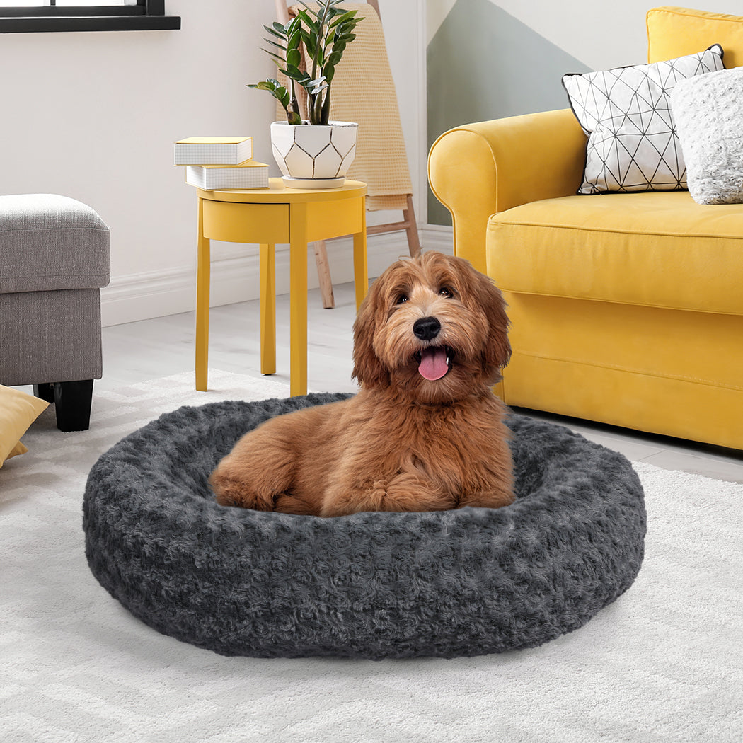 PaWz Calming Dog Bed Warm Soft Plush M Dark Grey Medium-1954802551274737671