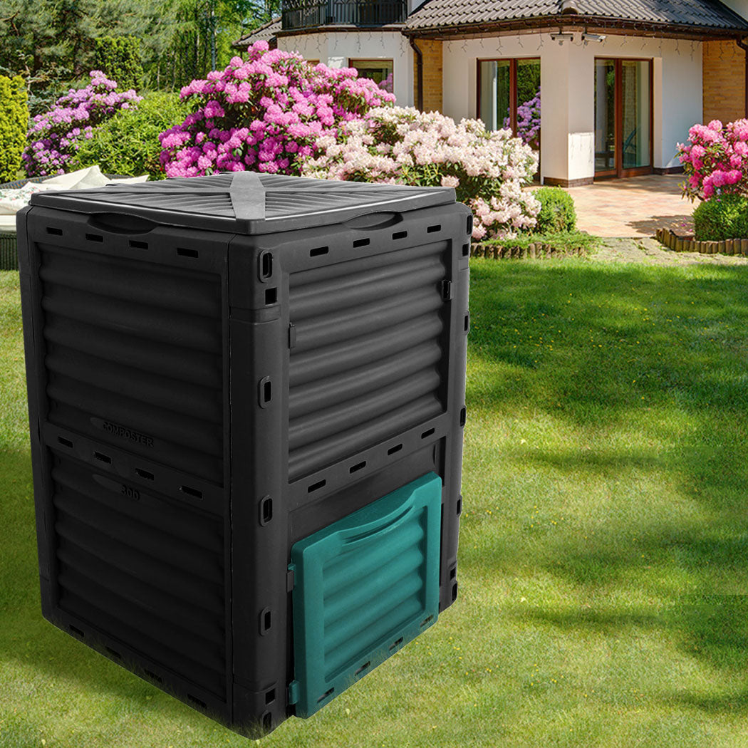 Lambu 290L Compost Bin Food Waste Recycling Black-1919892937802649607