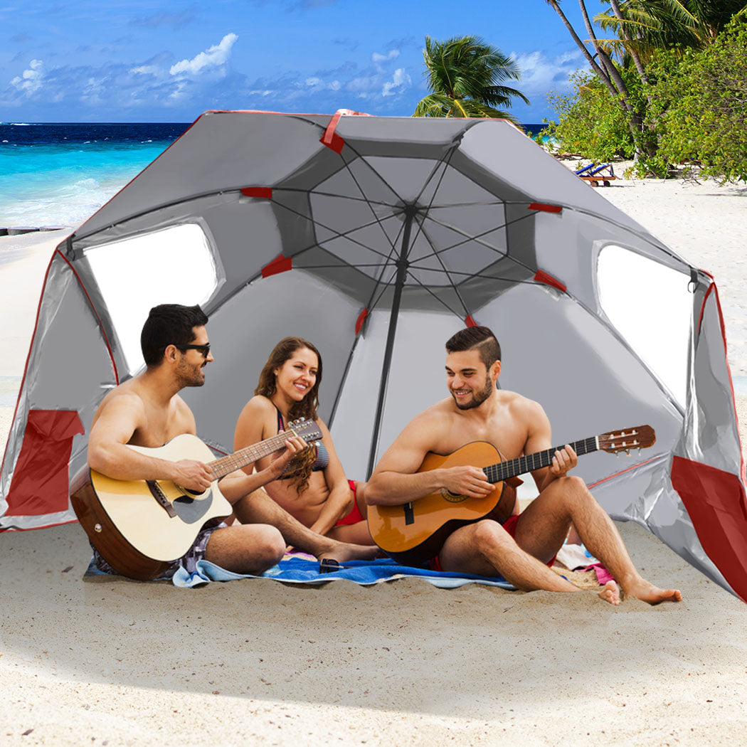 Mountview Beach Umbrella Outdoor Umbrellas Red 2.33M-1954802645621411847