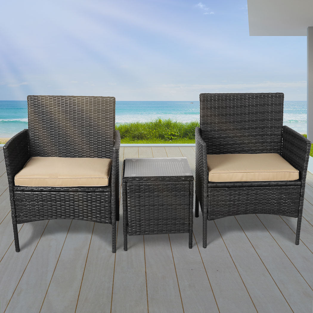 Levede Outdoor Furniture Setting Patio Black-1919892868701491207