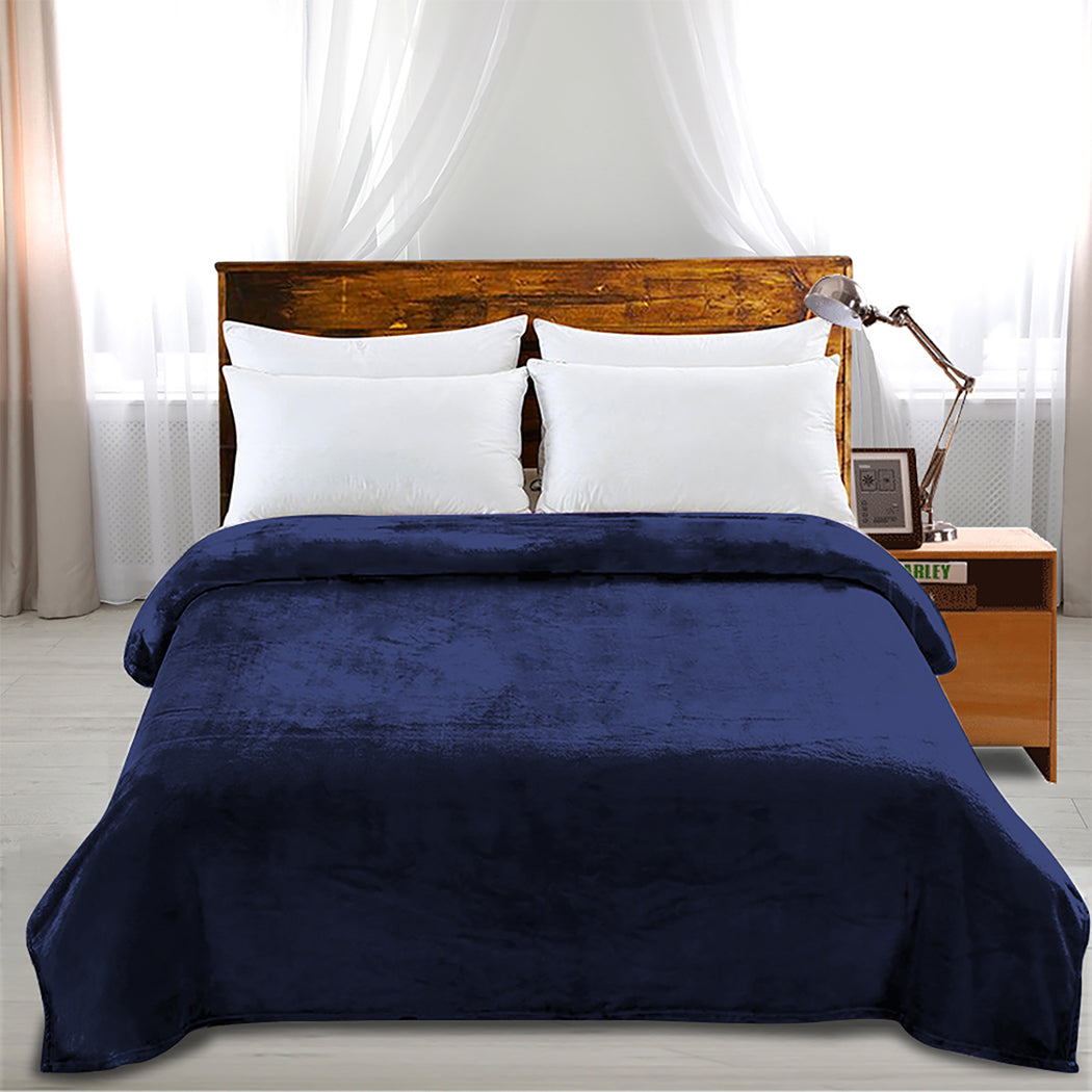DreamZ 320GSM 220x240cm Ultra Soft Mink Navy Queen-1954802937544970247