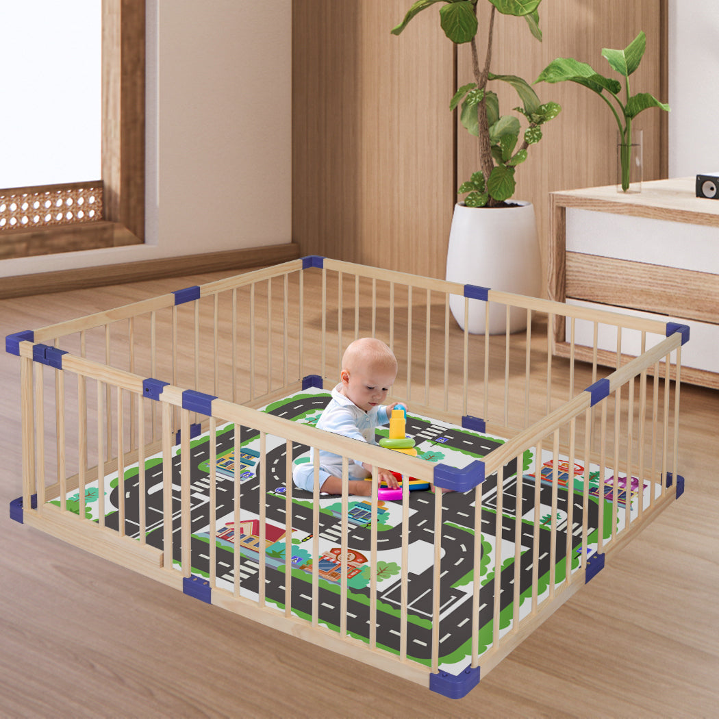 BoPeep Kids Playpen Wooden Baby Safety Large-1954802777876205575