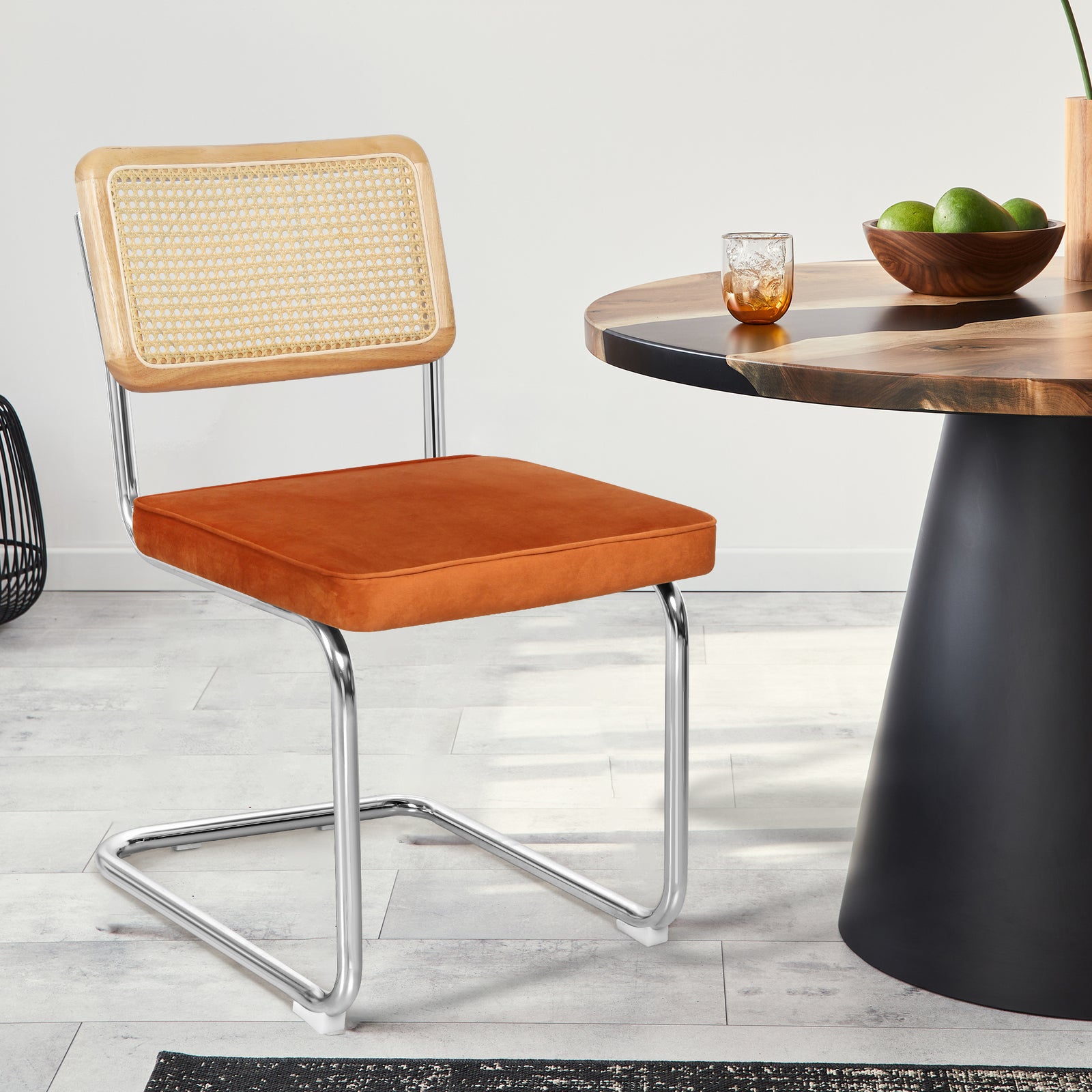 Levede 2xRattan Chair Dining Chairs Orange-1954802995946459143