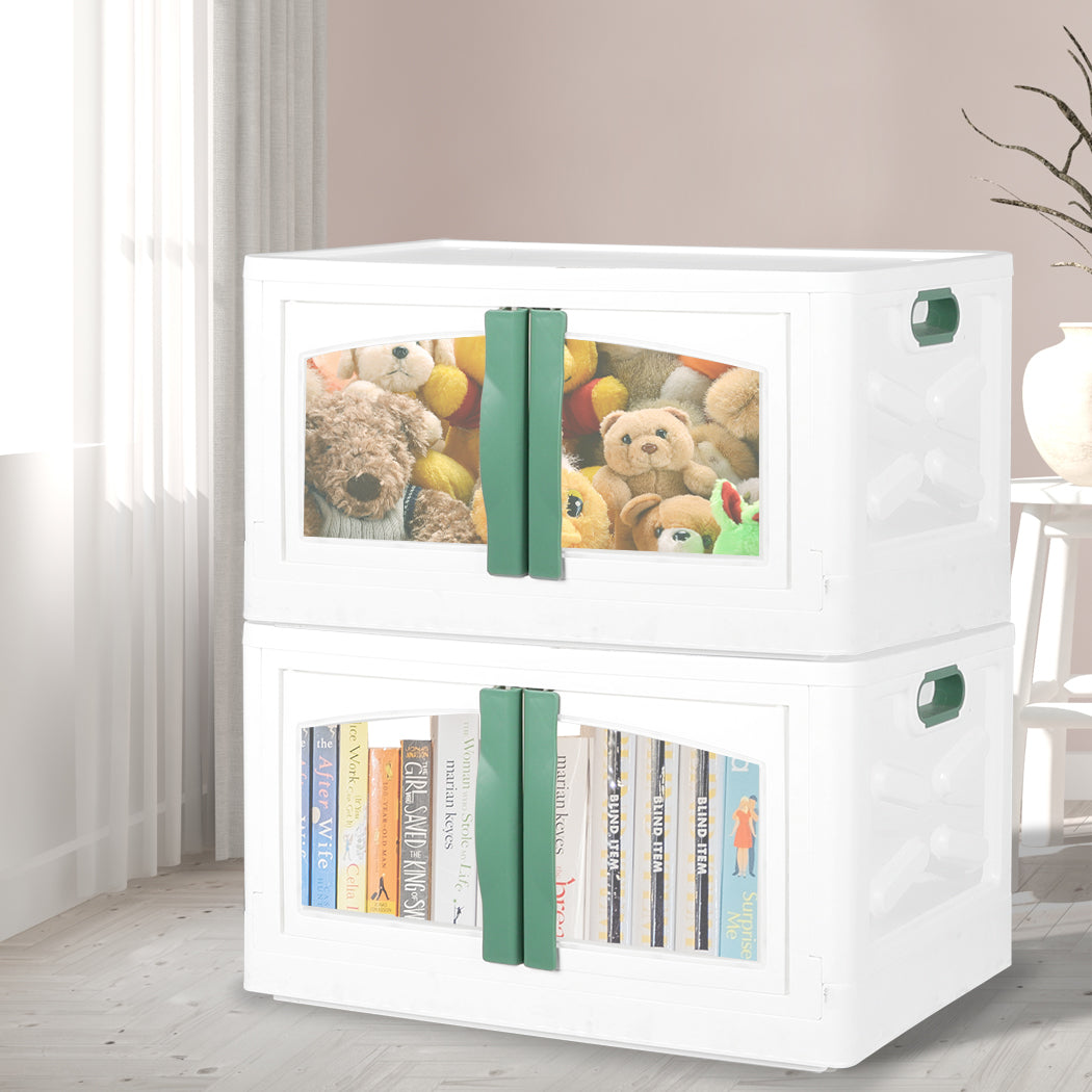 Foldable Storage Box Stackable Container Green-1910112538205491207