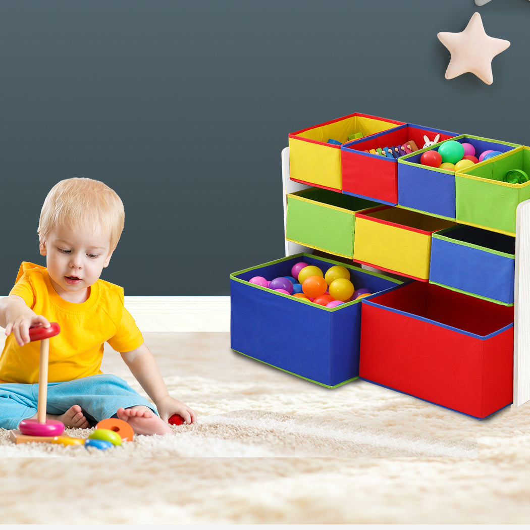 Levede Kids Toy Box 9 Bins Storage Rack White-1917016718413271047