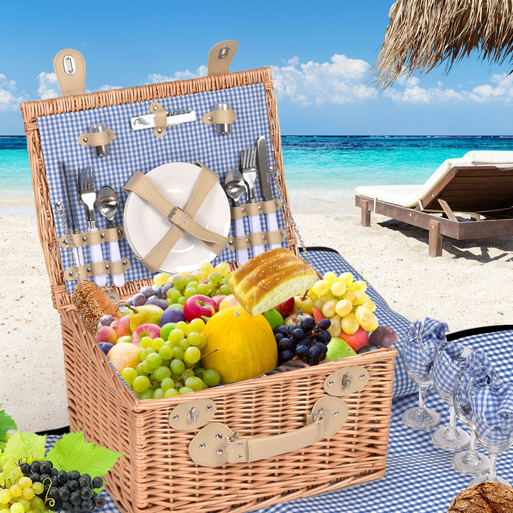 4 Person Picnic Basket Baskets Set Outdoor-1954802336559927302