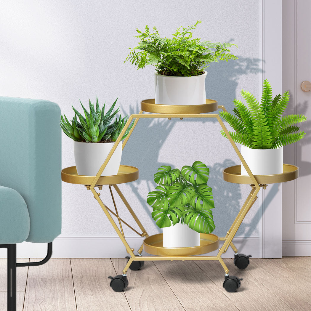 Levede Plant Stand Garden Outdoor Indoor Gold-1910112304276574215