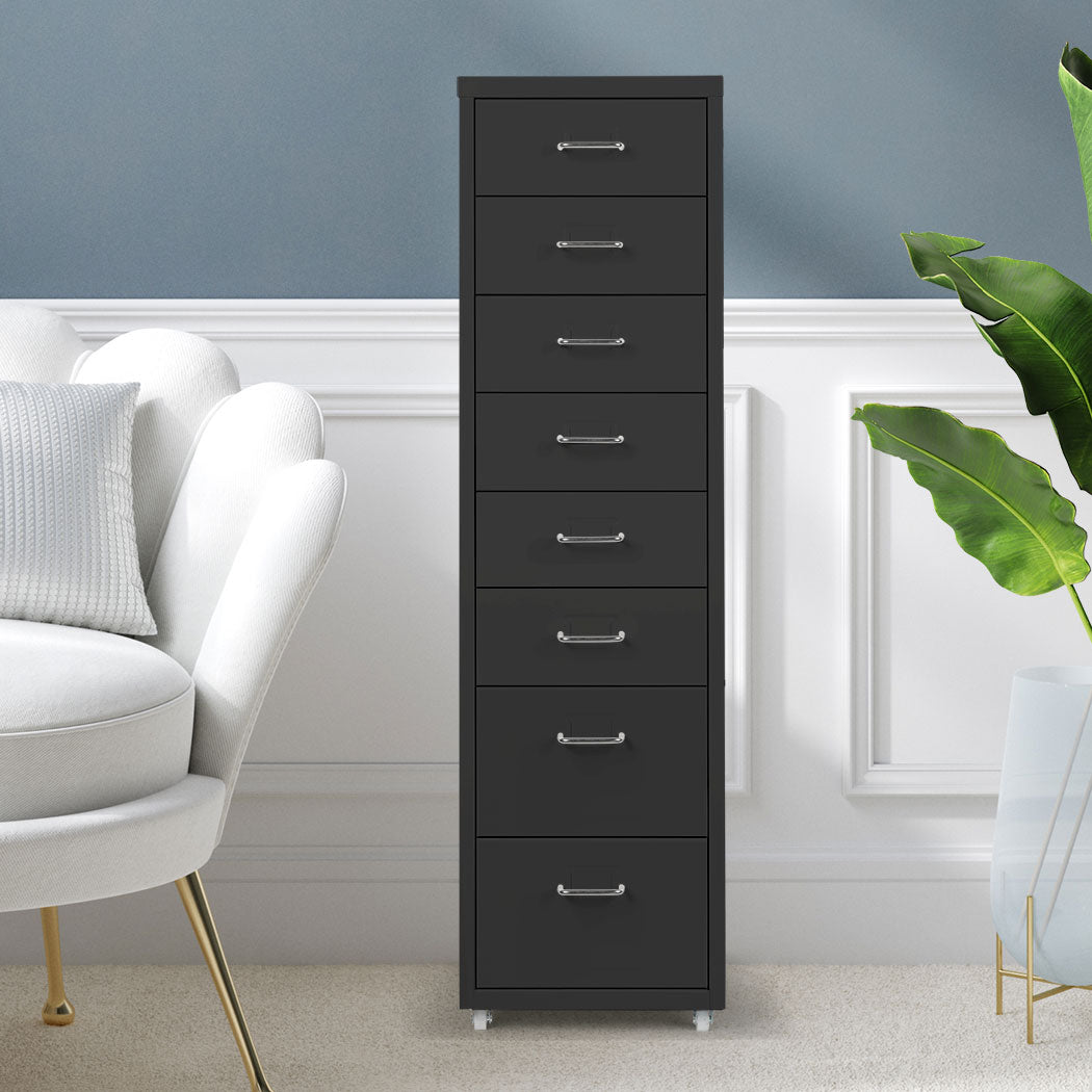 Levede 8 Drawer Office Cabinet Drawers Black-1954802725078306822