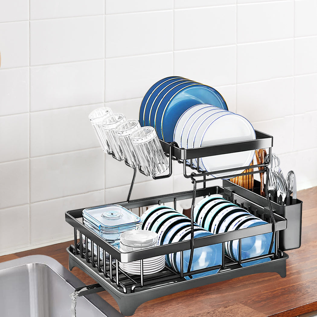 TOQUE Detachable Dish Drying Rack Cutlery Black-1954802793315438599