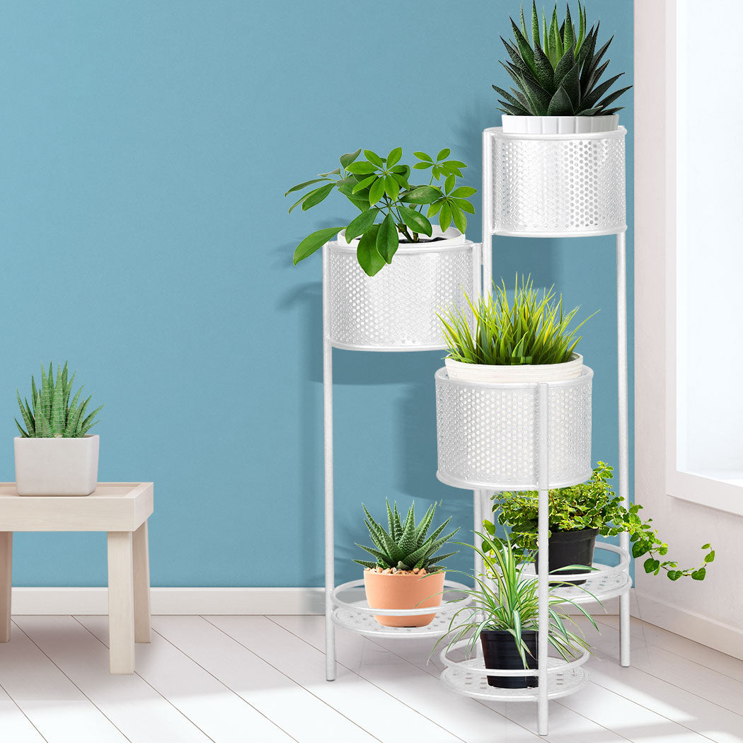 Levede 6 Tier Plant Stand Swivel Outdoor White-1910112296412254215