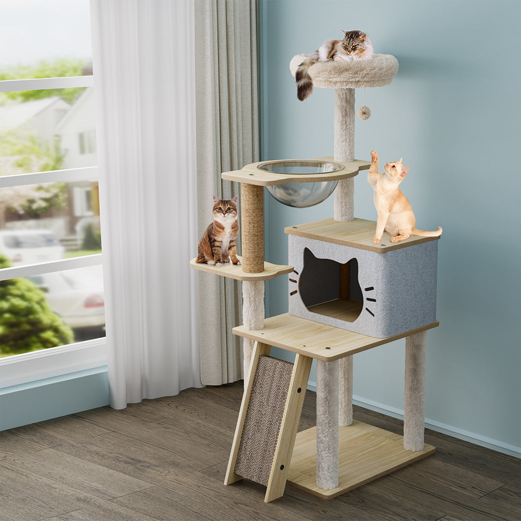 Pawz Cat Tree Tower Scratcher Wood Condo House 120cm-1954802480646852615
