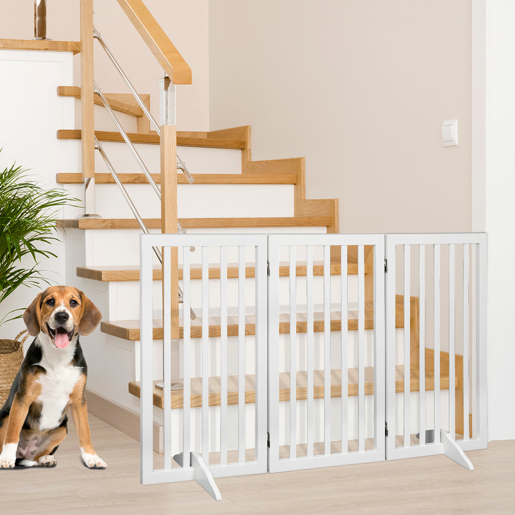 PaWz Wooden Pet Gate Dog Fence Safety White 400x 3MM-1954802528684216327
