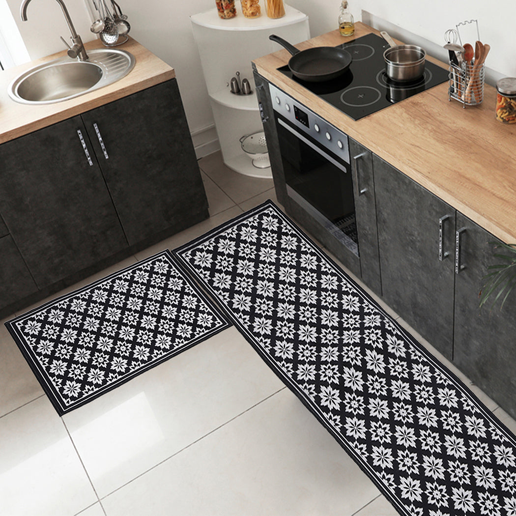 Marlow 2x Kitchen Mat Floor Rugs Area 45x120cm-1910113056717934599