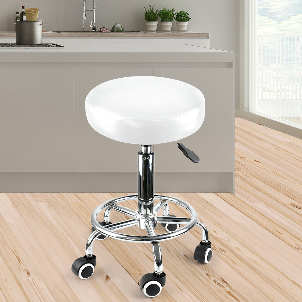 Levede Salon Stool Swivel Hairdressing White-1954802613568540679