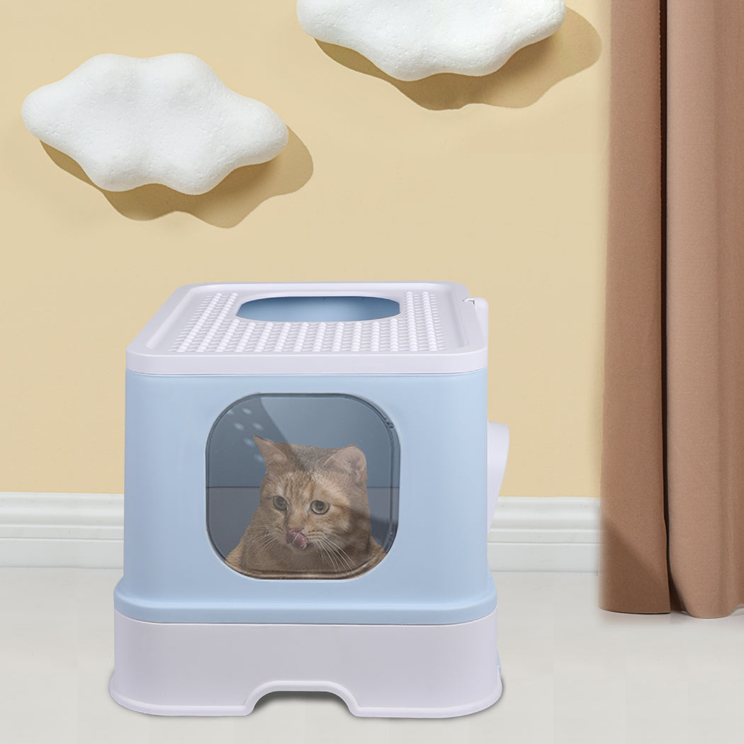 PaWz Cat Litter Box Fully Enclosed Kitty Blue-1954802511995080711