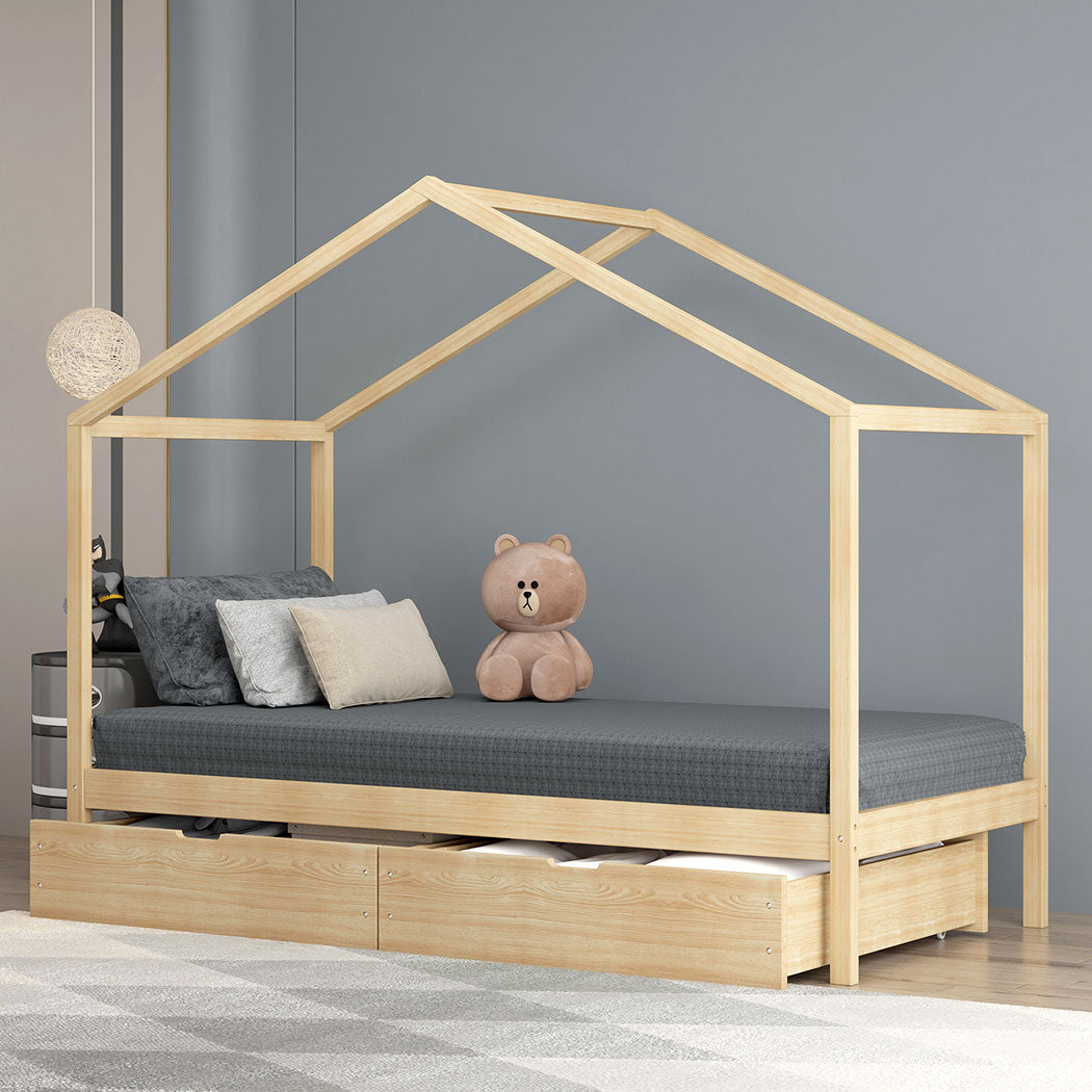 Levede Bed Frame Wooden Single Timber Natural-1919892911835713543