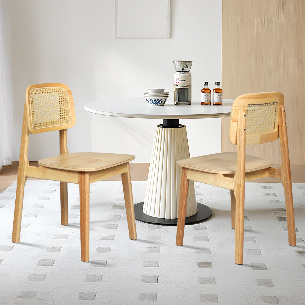 Levede 2x Rattan Dining Chair Wooden Kitchen Chair-1954802451378999303