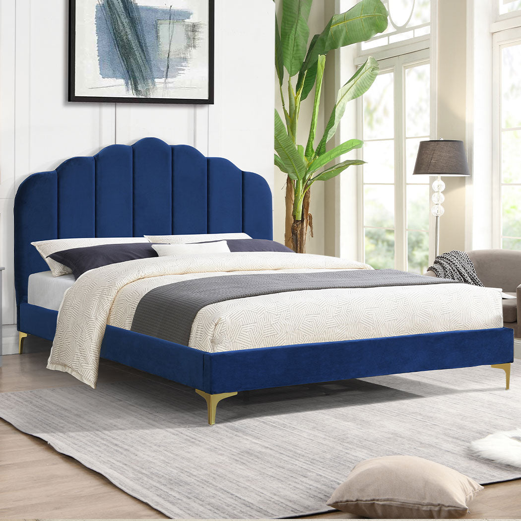 Levede Bed Frame Queen Size Mattress Blue-1910113209453514759