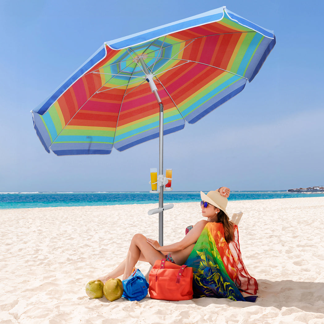 Mountview 2M Outdoor Beach Umbrellas Sand Colorful-1954802439458787335