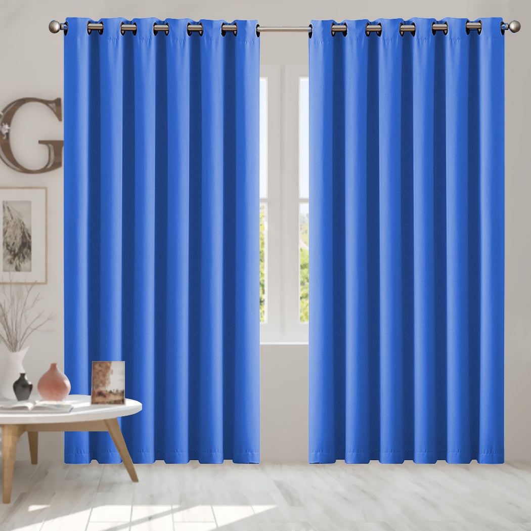 2x Blockout Curtains Panels 3 Layers Blue-1919892931255341062