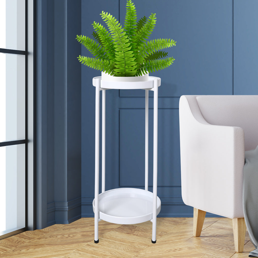Levede 2 Tiers Plant Stand Outdoor Indoor White Large-1910112295040716806