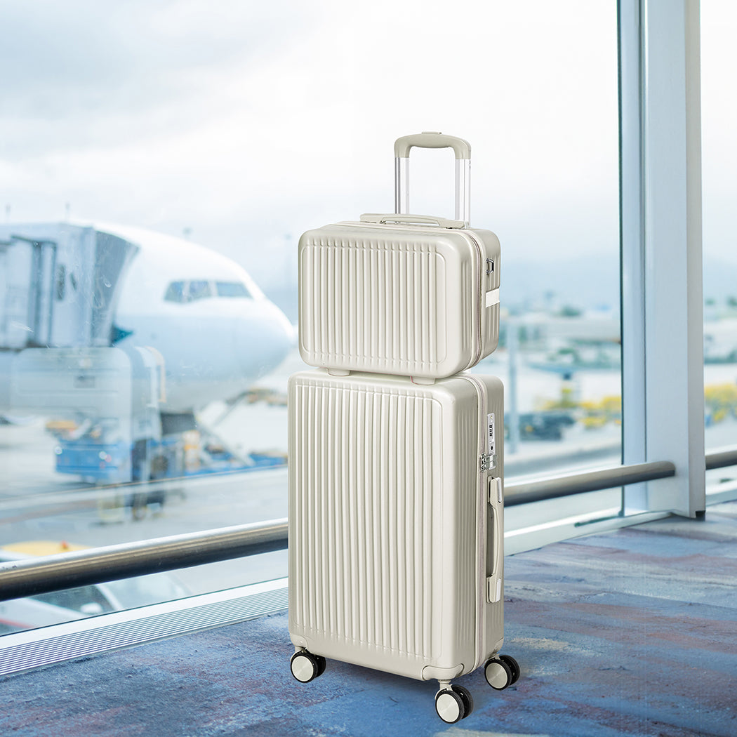 Slimbridge Luggage Suitcase Trolley White 2pc 14"+20"-1954802820196732935