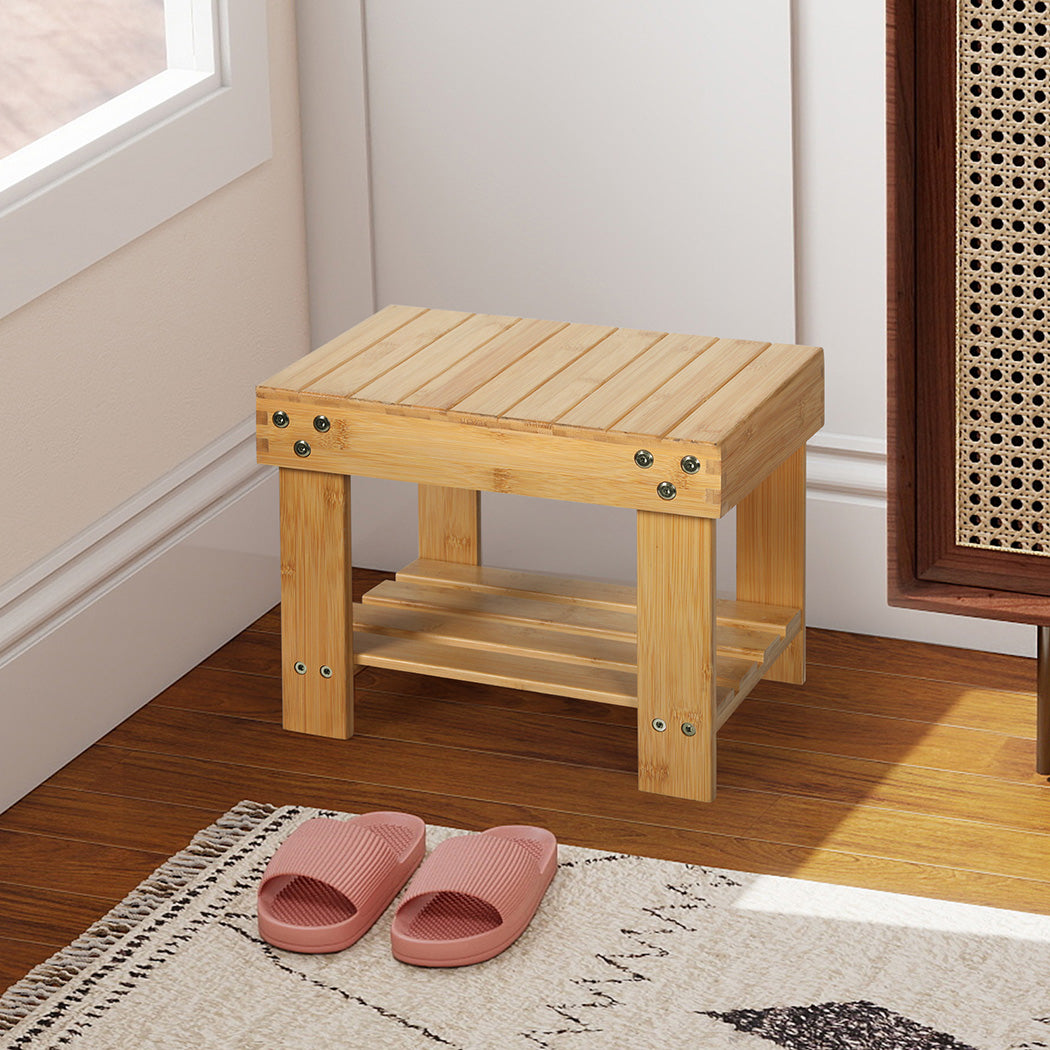 Levede Bamboo Step Stool Non-Slip Foot Storage Chair-1973193592314925063