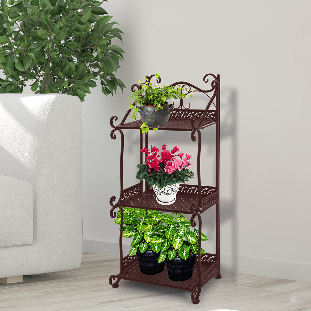 Levede Plant Stand 3 Tiers Outdoor Indoor Bronze-1910112300380065799