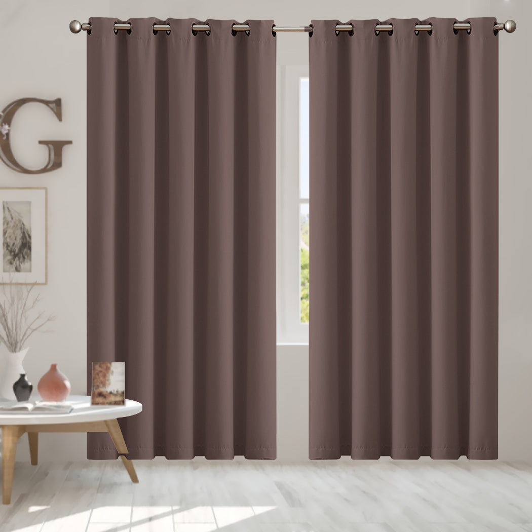 2x Blockout Curtains Panels 3 Layers Taupe-1910113271680208902