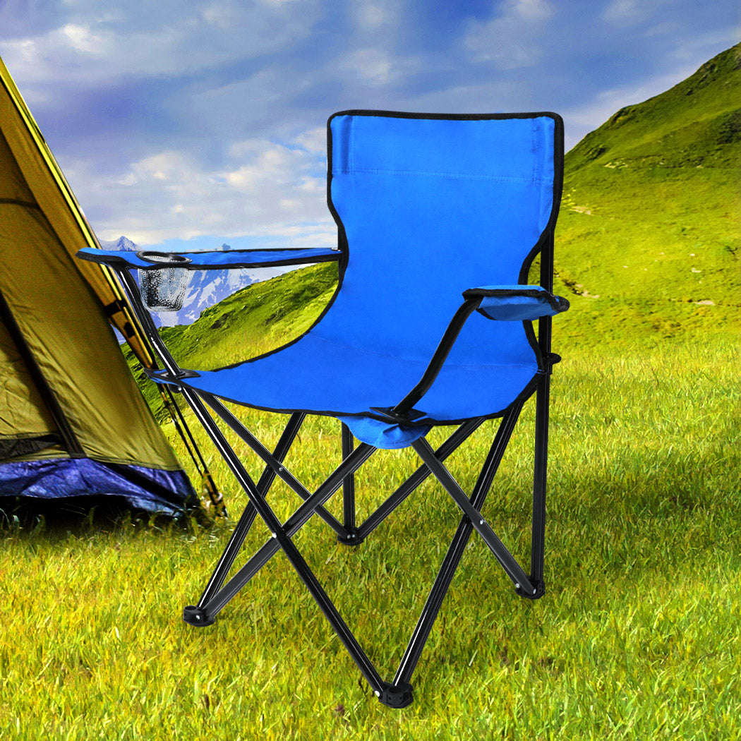 Levede Camping Chairs Folding Arm Foldable Blue-1954802875527991303