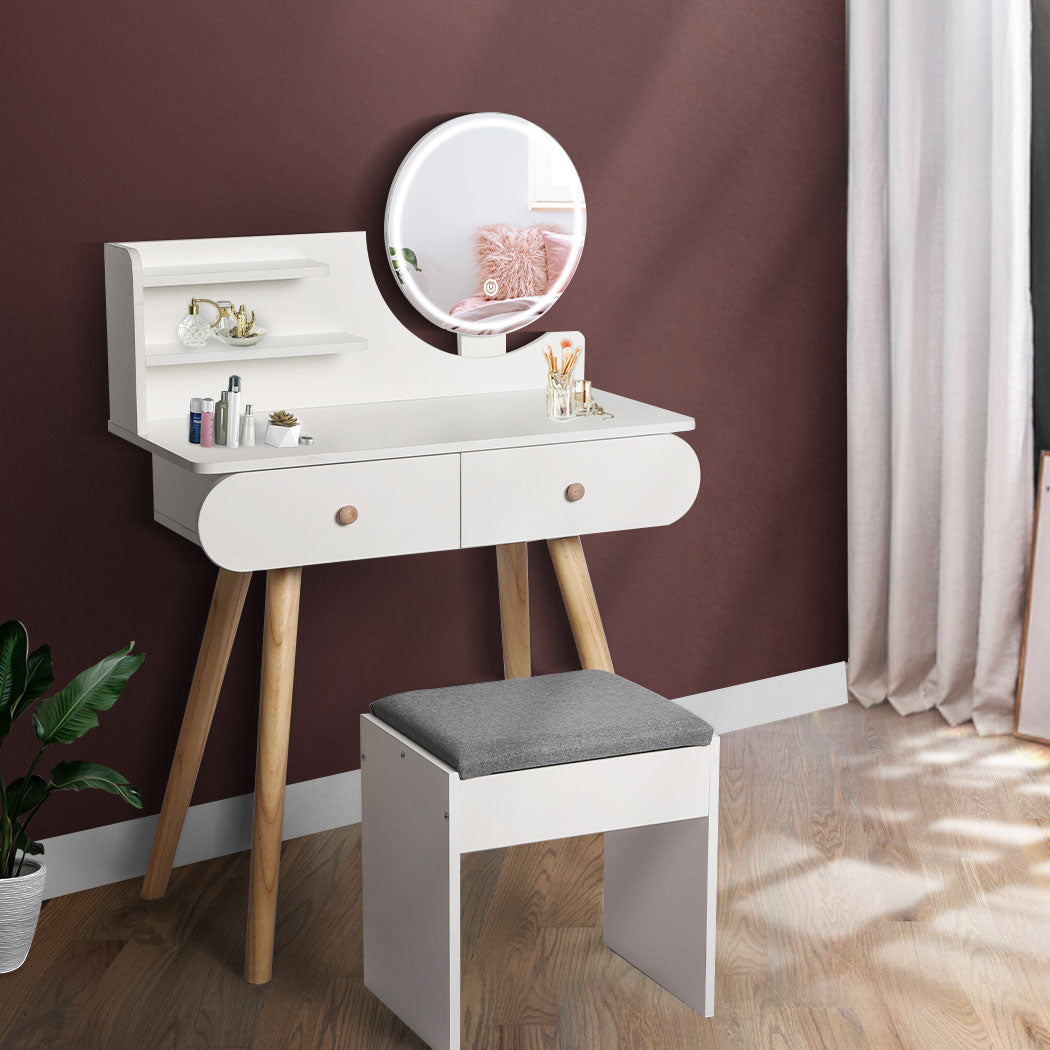 Levede Dressing Table Stool LED Mirror-1954802331015057415