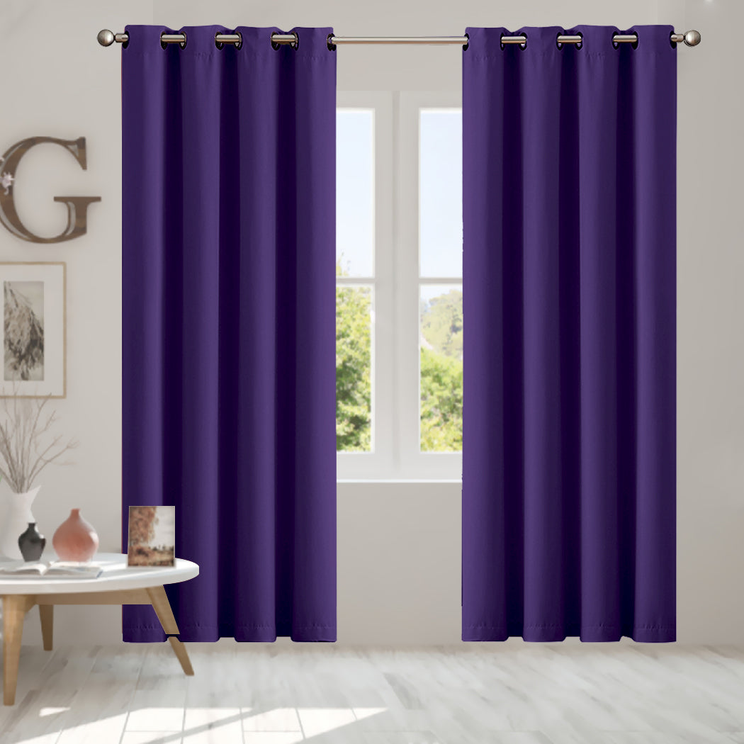 2x Blockout Curtains Panels 3 Layers Purple-1910113268492537862