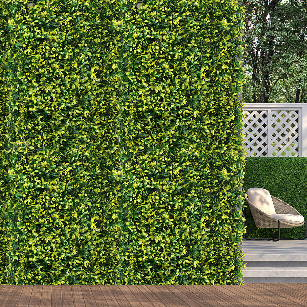 Marlow Artificial Boxwood Hedge Fence Green And Yellow-1910112529183543303