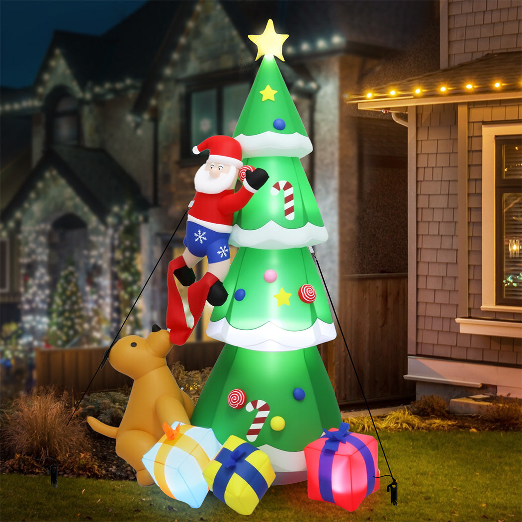 Santaco Inflatable Christmas 2.4M Xmas Tree Santa Claus-1973194174362685447