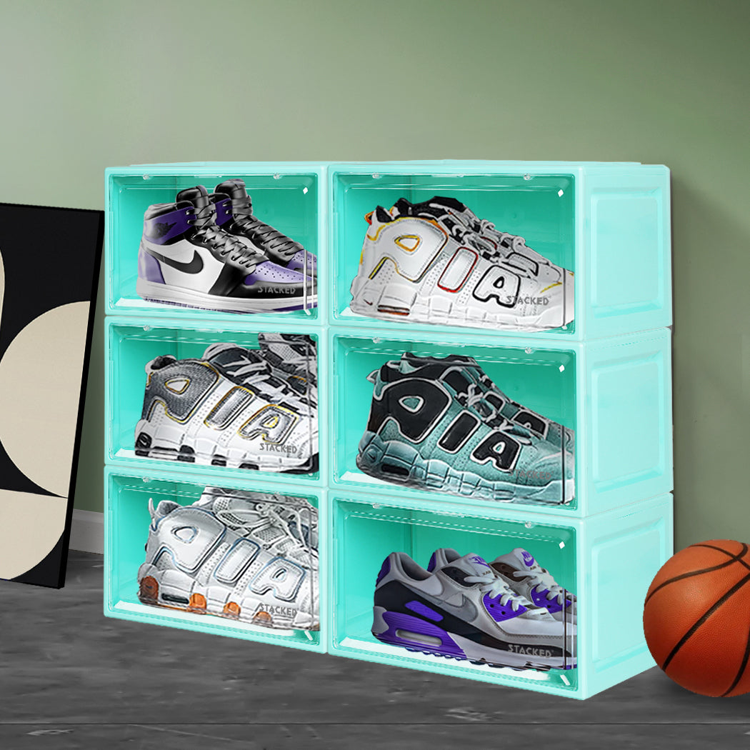 Stacked 6x Sneaker Display Case Shoe Cyan-1910112539350536199
