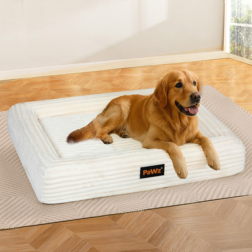 Pawz XXL Size Orthopedic Dog Bed with Corduroy Removable Cover Waterproof Washable Beige-1973193548631248903