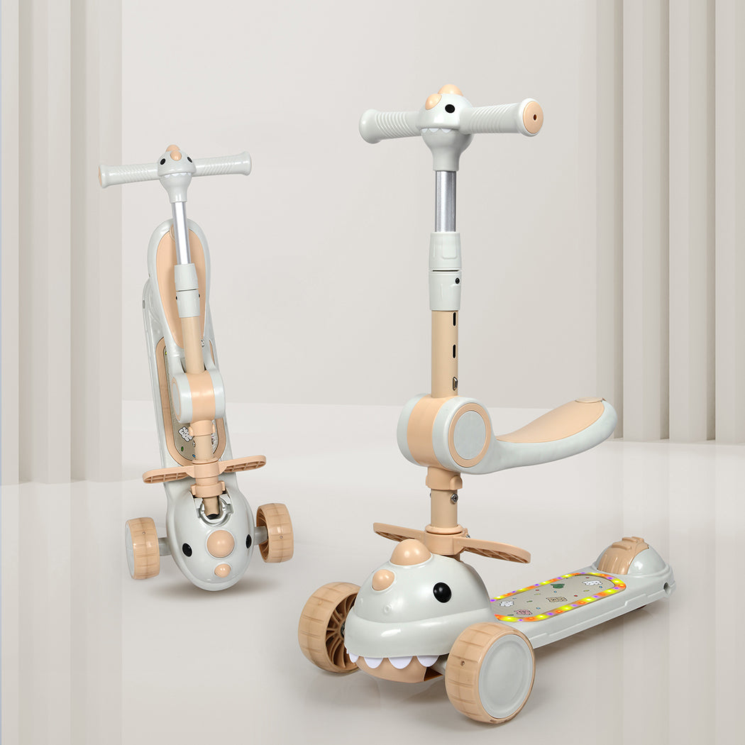 BoPeep Foldable Kids Scooter Flip-able Seat Beige-1954802362019352582