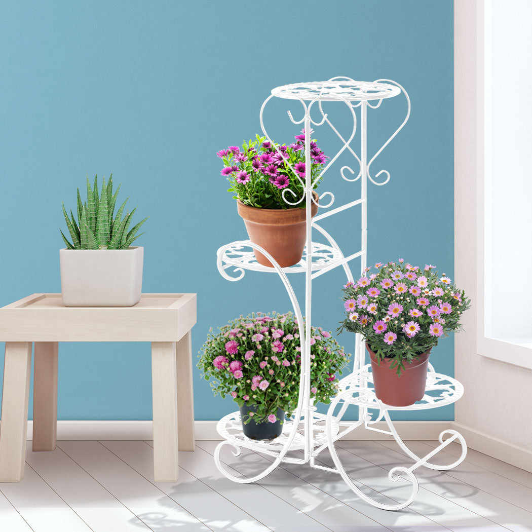 Levede Plant Stand Outdoor Indoor Metal White-1954802662109220871