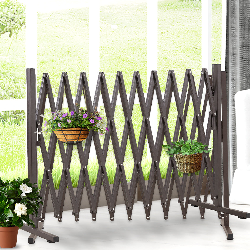 Garden Security Fence Gate Gate Metal Brown-1954802909376024582