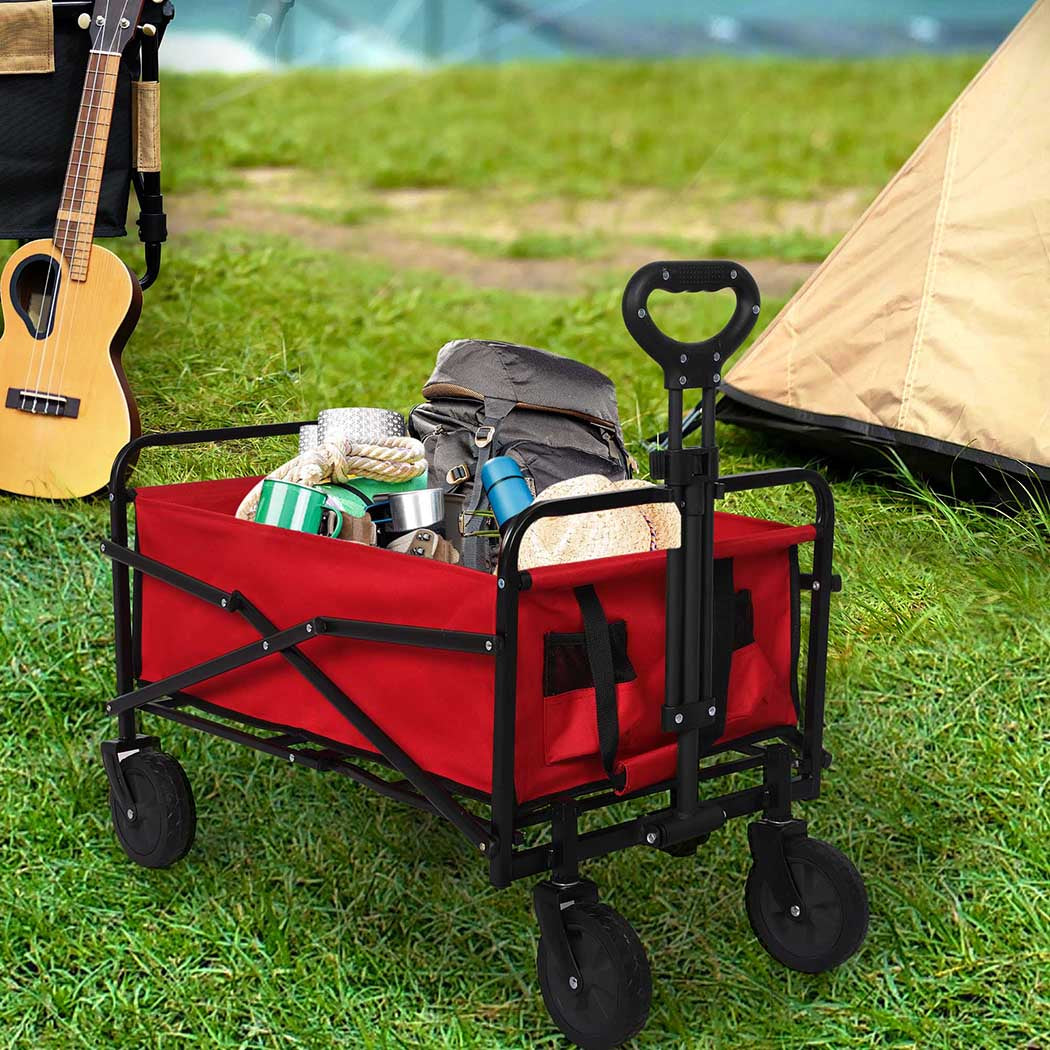 Lambu Garden Trolley Cart Foldable Picnic Red-1910112310781939719