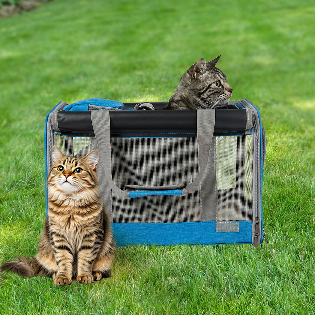 Pawz 3 in 1 Pet Soft Crate Dog Cat Carrier M Size Blue-1954802465836765191