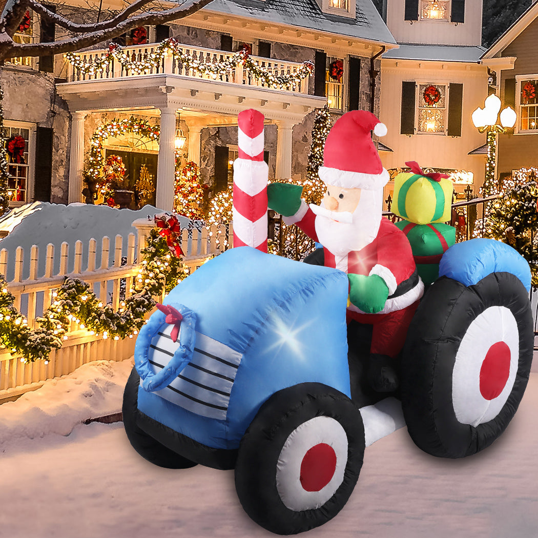 Santaco Inflatable Christmas Decor Tractor-1910113135847673863