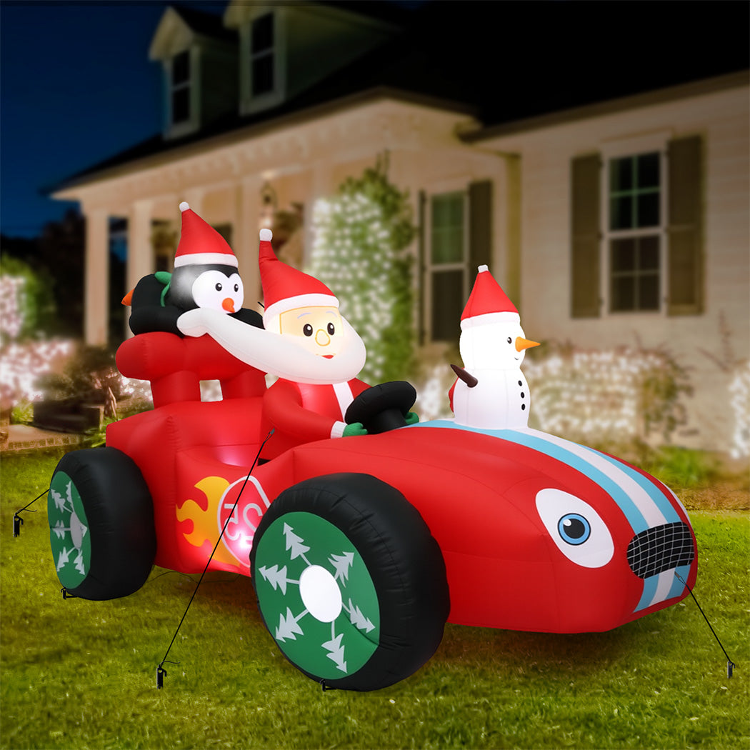 Santaco Christmas Inflatable 2.4M Santa Racing Sleigh-1973194173783871495