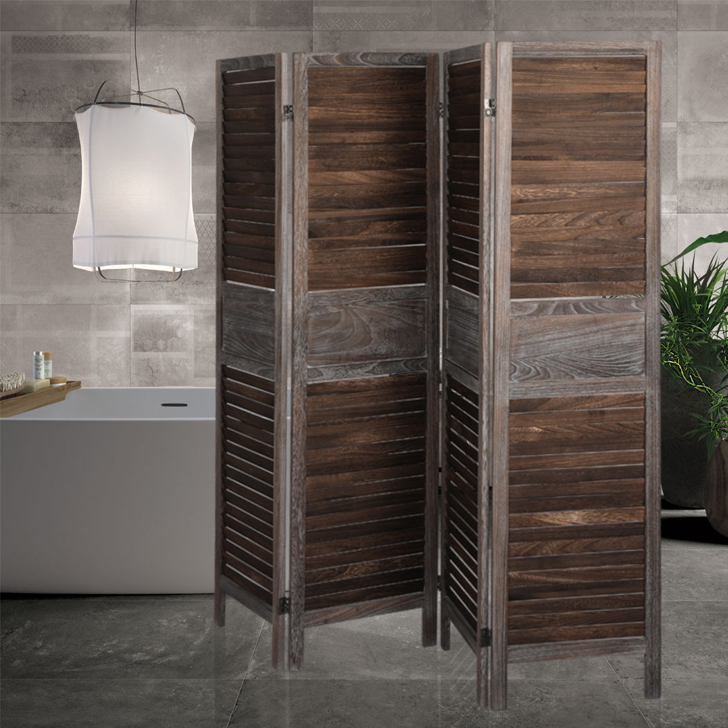 Levede 4 Panel Partition Room Divider Brown-1910112321179619335