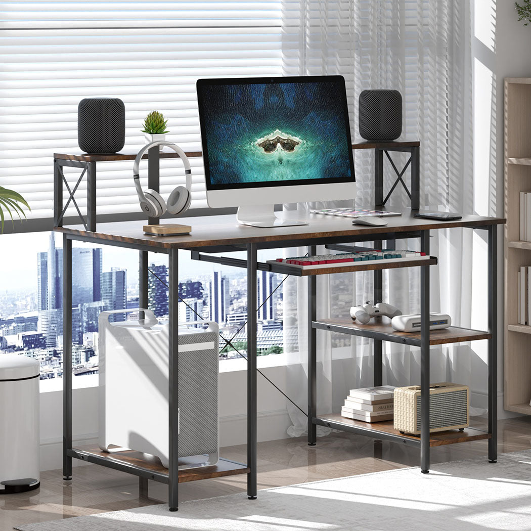 Levede Office Gaming Computer Desk Brown-1954802382802128903