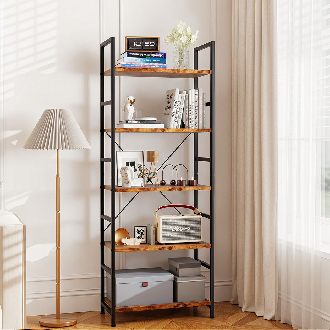 Levede 5-Tier Industrial Bookshelf Bookcase 157.5cm-1973194183569182727