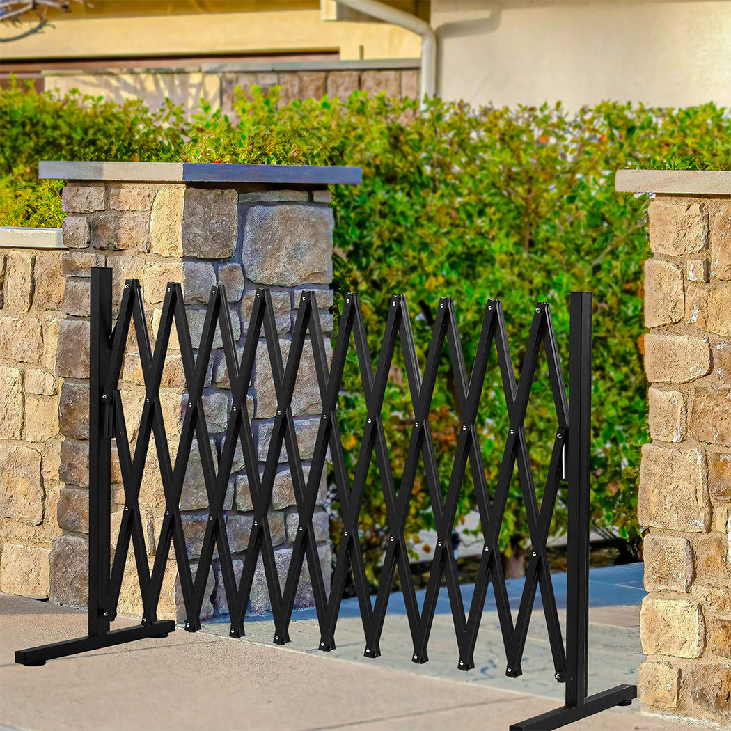 Garden Security Fence Gate Expandable Black-1954802909560573959