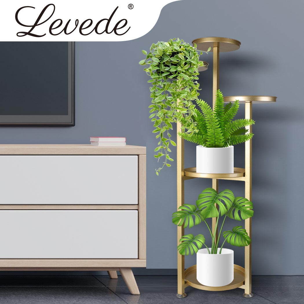 Levede Plant Stand Outdoor Indoor Flower Gold Medium-1954802663535284231